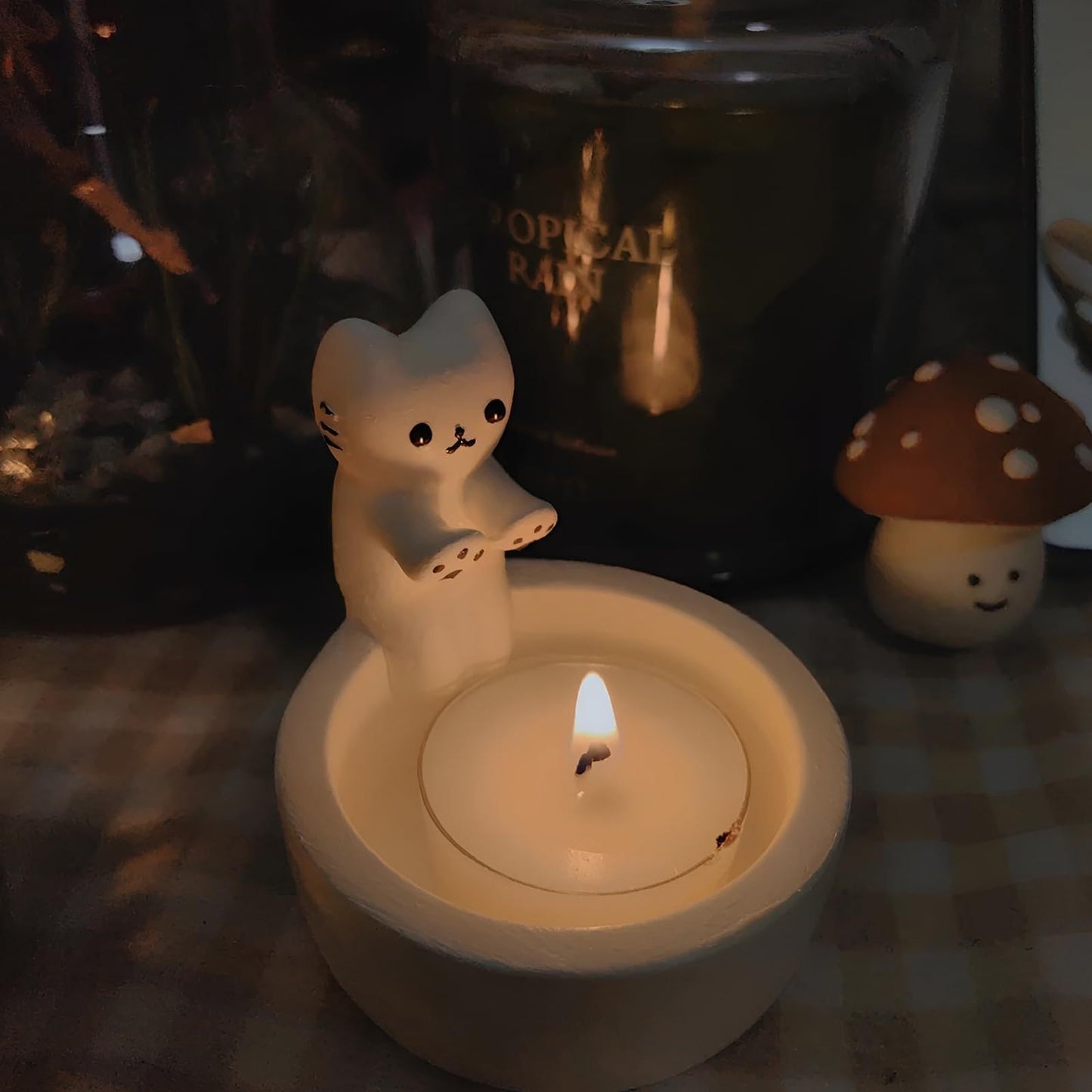 Candle Holder, Cartoon Animals Candle Holder Decor, Cute Resin Candlestick Holders, Girl Gifts for Wome (CAT)