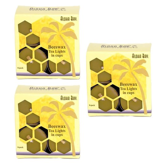 Pure Beeswax Tealight Candles | 24 Count | 5- Hour Extended Burn Time | Perfect for Meditation, Purification, Fragrance, Home Deco | Chemical Free | Premium Quality | Aloha Bay