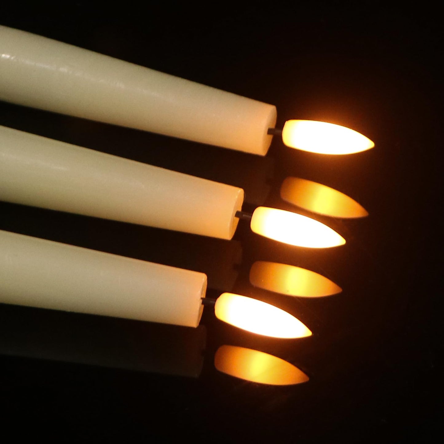 GenSwin Flameless Taper Candles with Remote, Ivory LED Taper Candles Battery Operated, Real Wax Flameless Candlesticks with 3D Wick for Home Halloween Christmas Decor(Set of 6, 0.78” x 9.84”)