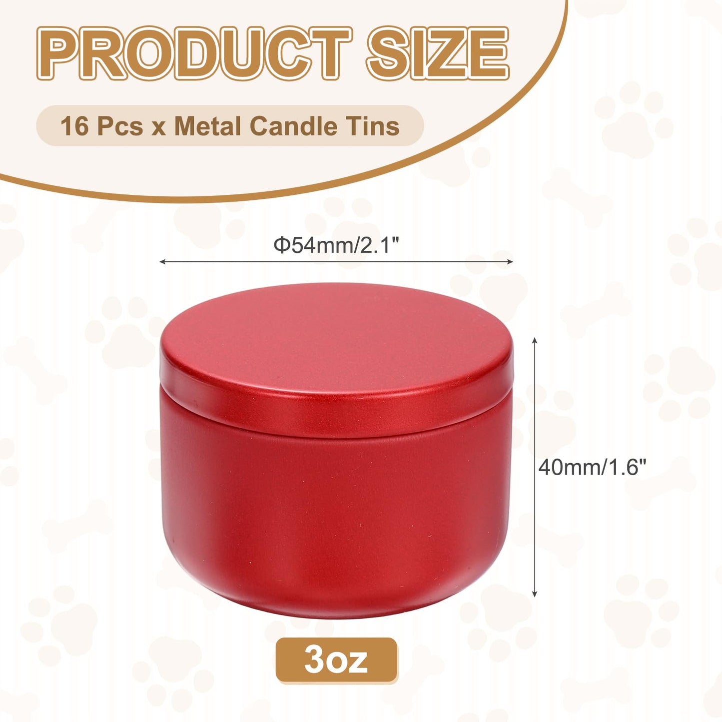 MECCANIXITY 3oz Candle Tins, 16pcs Metal Candle Tins Jars with Lids Round Empty Tin Can Containers Bulk for Storage Tea and Making DIY Arts Crafts Christmas Gifts, Wine Red