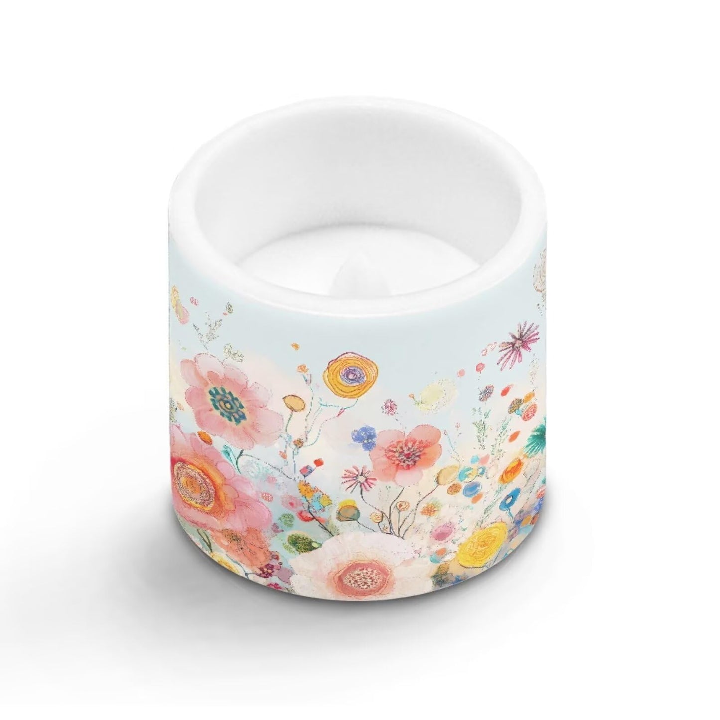 Cozeyat Wildflower Flameless Candles 4 Pack Battery Operated LED Pillar Candles with Remote Control Timer Waterproof for Indoor Outdoor Use