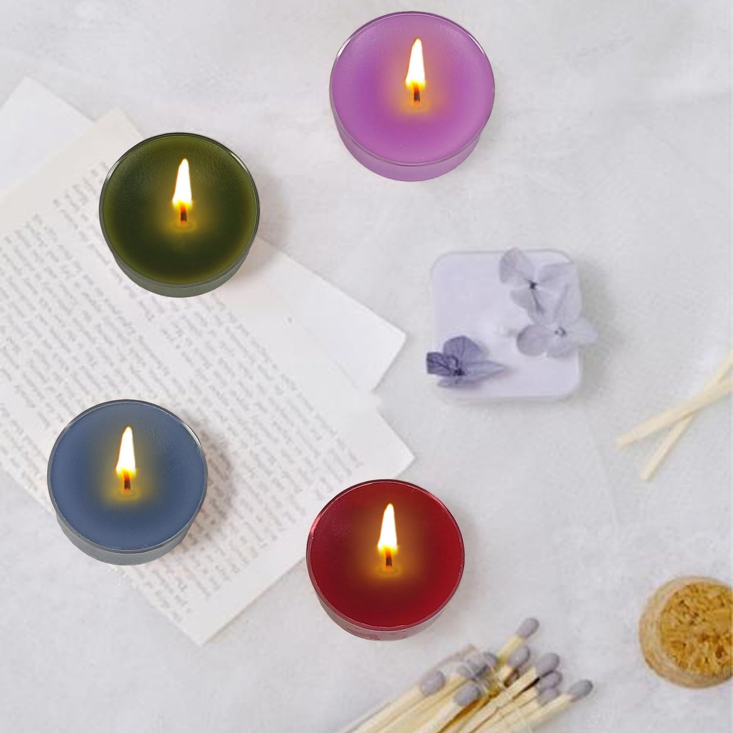 Scented Tea Candles 12 Pack Dark Color Tea Light Candles 4 Hour Clean Burning for Romantic Dinners Meditation Rooms Spa Nights Relaxation