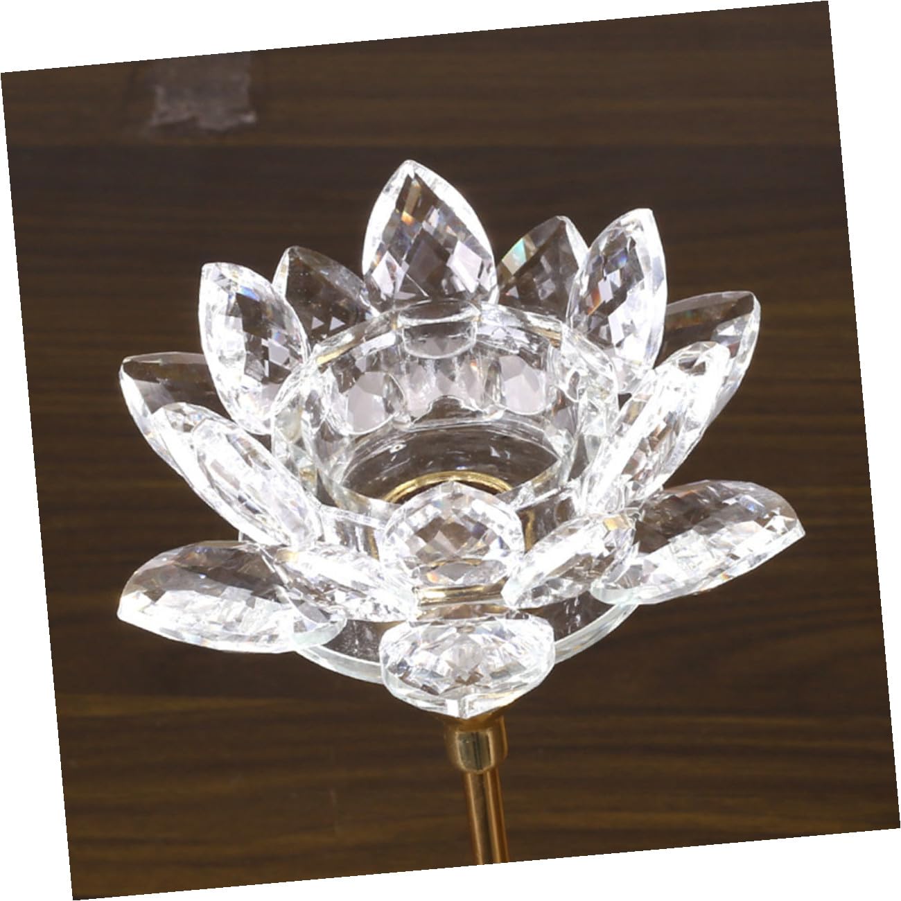 FOMIYES Metal Candlestick Holder Crystal Lotus Candleholder Small Size Simple Decorative Candle Stand Wedding Candlelight Dinner Ornament