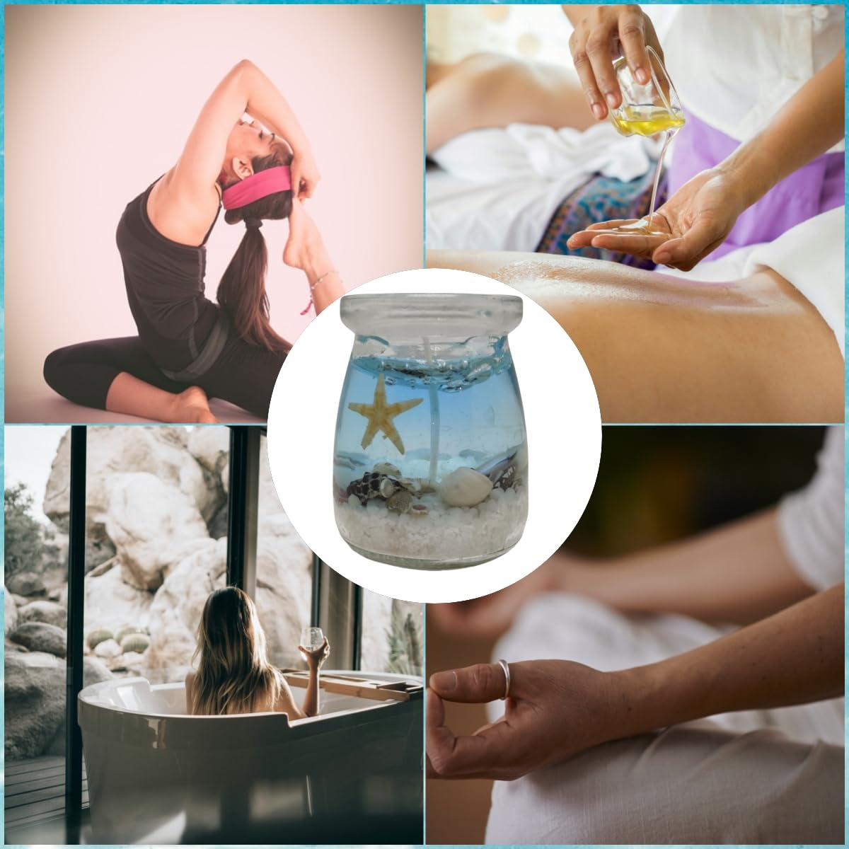 Ocean Theme Gel Candle, 7.05oz Jelly Candle, Blue, Purple, Pink, Transparent, Aromatherapy Candle, 2.76" x 2.36" x 2.36" Handmade Candles for Meditation SPA Relaxation Yoga(Purple)