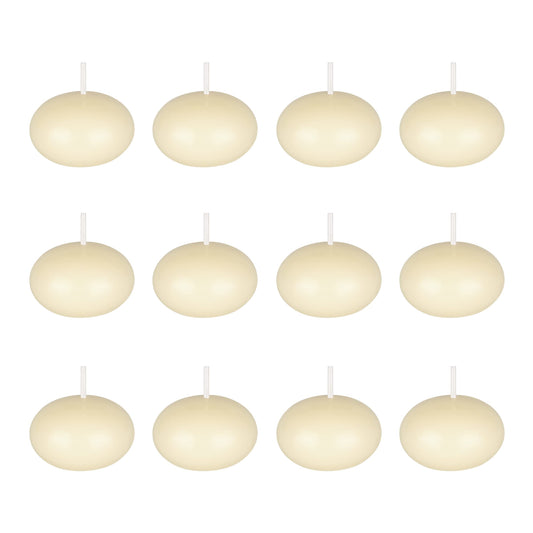 Mega Candles 12 pcs Unscented Ivory Floating Candles, Hand Poured Wax Candle 1.5 Inch Diameter, Home Décor, Wedding Receptions, Occasions, Festivities, Events, Meditations, Tranquility, Spa