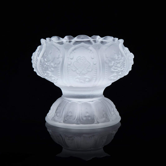 Vintage Glass Tealight Candle Holder with Base, Colored Lotus Shape Decorative Candelabra, Thanksgiving Candlestick Holders, Buddha Lamp Candle Holder ( Color : White )