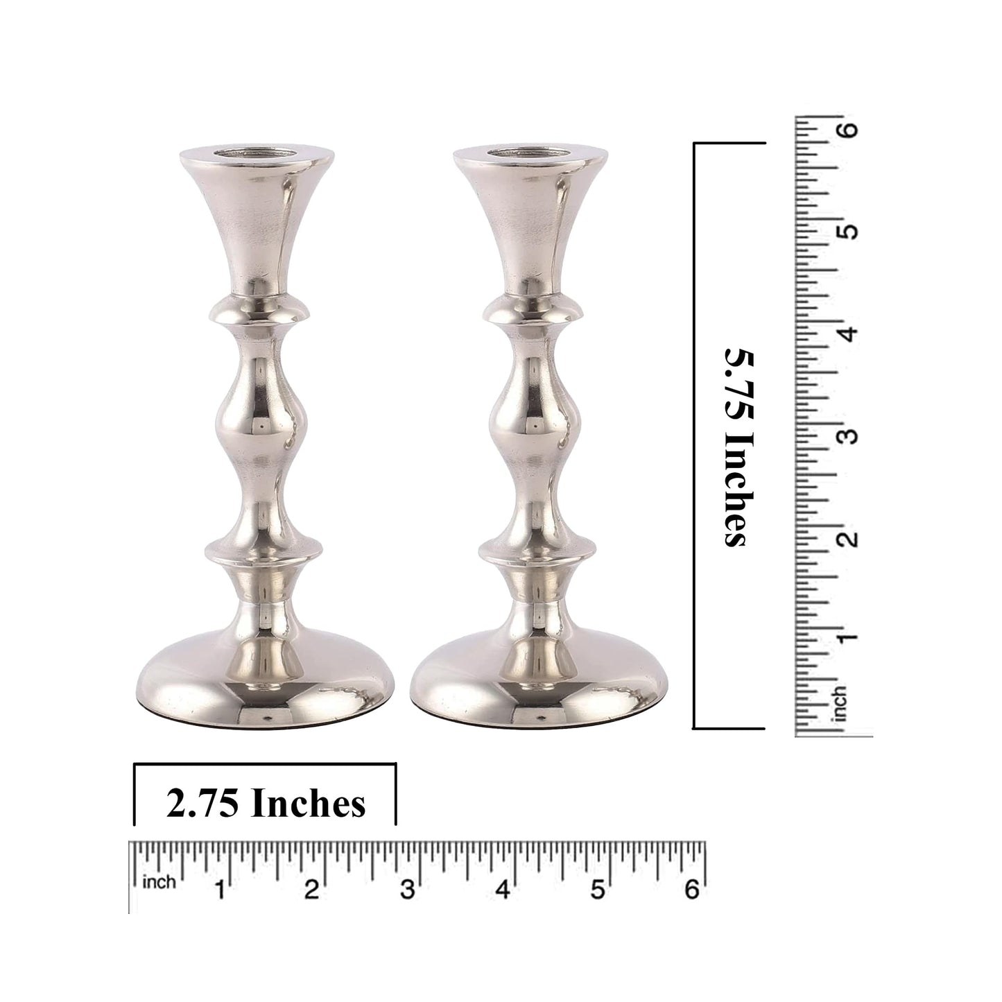 Rely+ Silver Candle Holders Set of 2 Decorative Centerpiece Table Candlesticks Holders for Taper Candles Home Decor Easter Candle Holders for Dinner Party Wedding Decorations