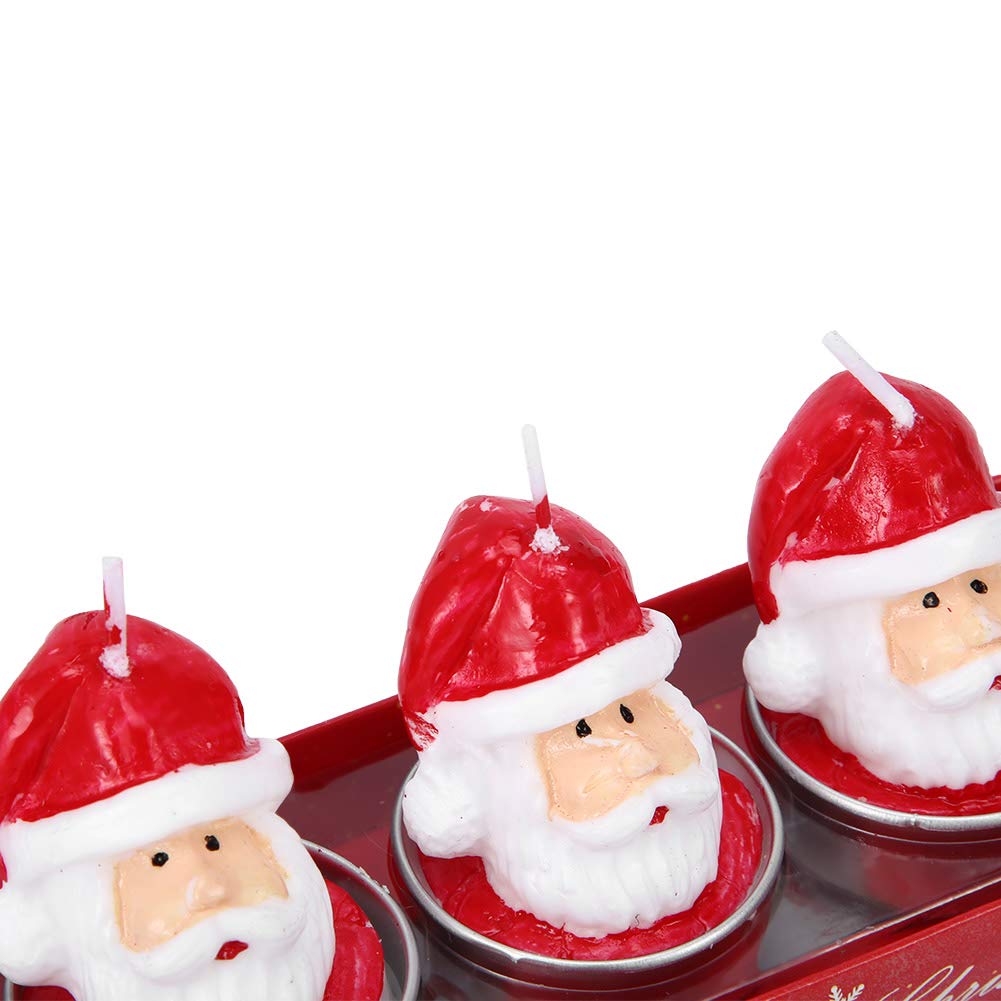BFYDOAA 6PCS Christmas Tealight Candles Santa Claus Tea Lights Wax Mini Votive Candles for Christmas Scene,Dinner Table Decor
