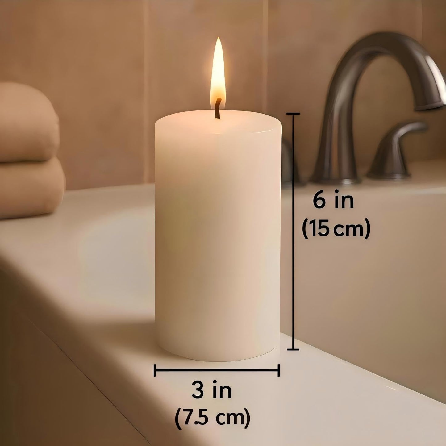 Aurestan 6 Pack Unscented Pillar Candles, 3x6 Inch Classic Ivory White, 60-Hour Burning Smokeless Candles for Wedding Decorations, Centerpieces, Emergency Kit, Dinner, Home Gatherings & SPA