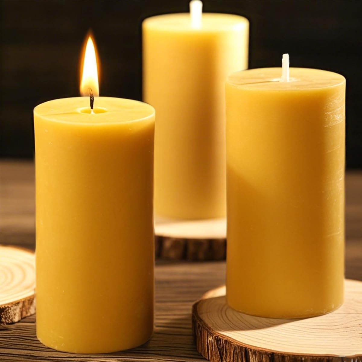 Natural Beeswax Candles 3 Packs, 105 Hours Burn Time Total, 100% Pure Beeswax Pillar Candles for Emergency Prayer Home Decor, Bees Wax Candle for Relax, Smokeless & Dripless [2x4 inch]