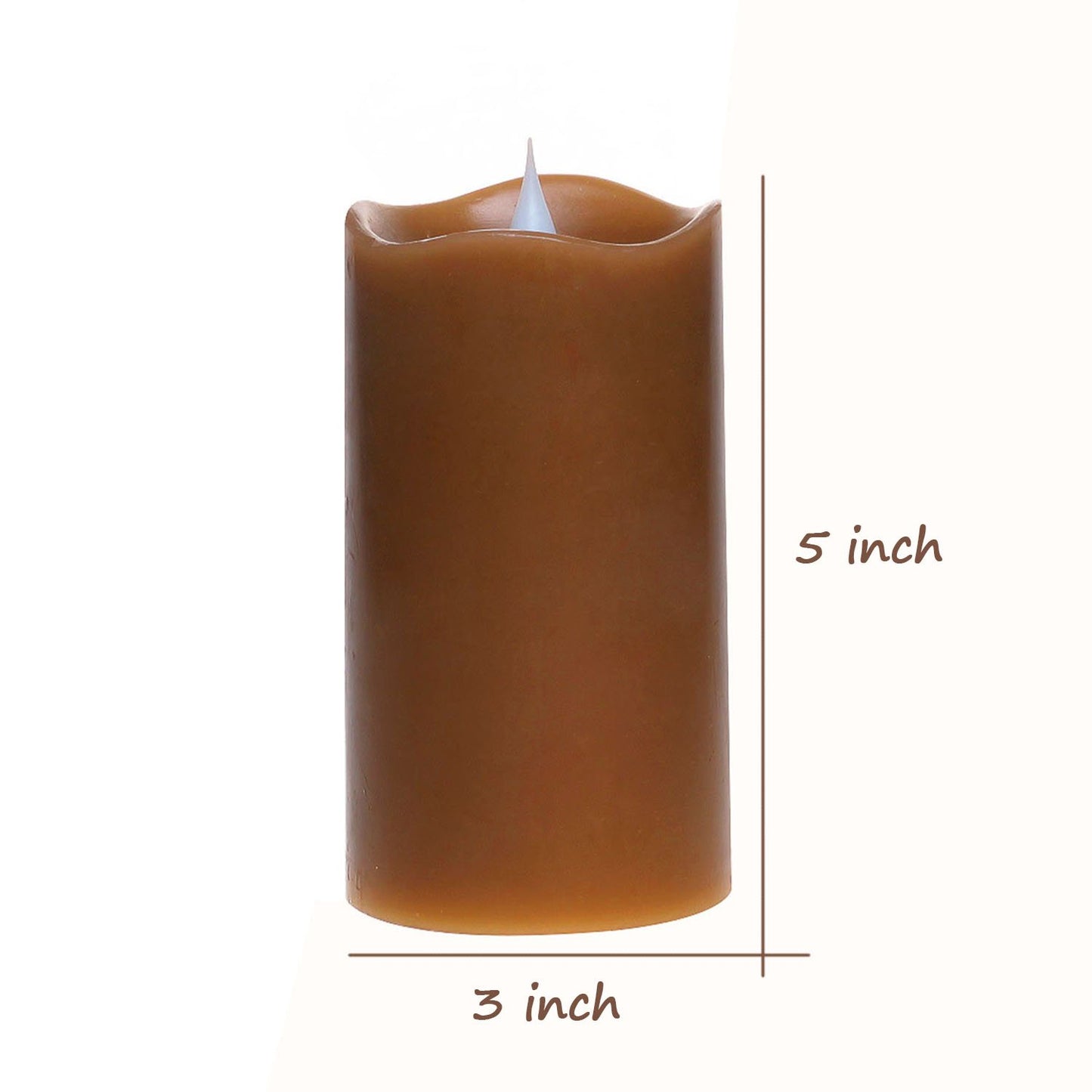 3D Moving Flame Led Candle With Timer, Dancing Flame Led Candle for Home Halloween Decoration, 3x5 Inch, Brown
