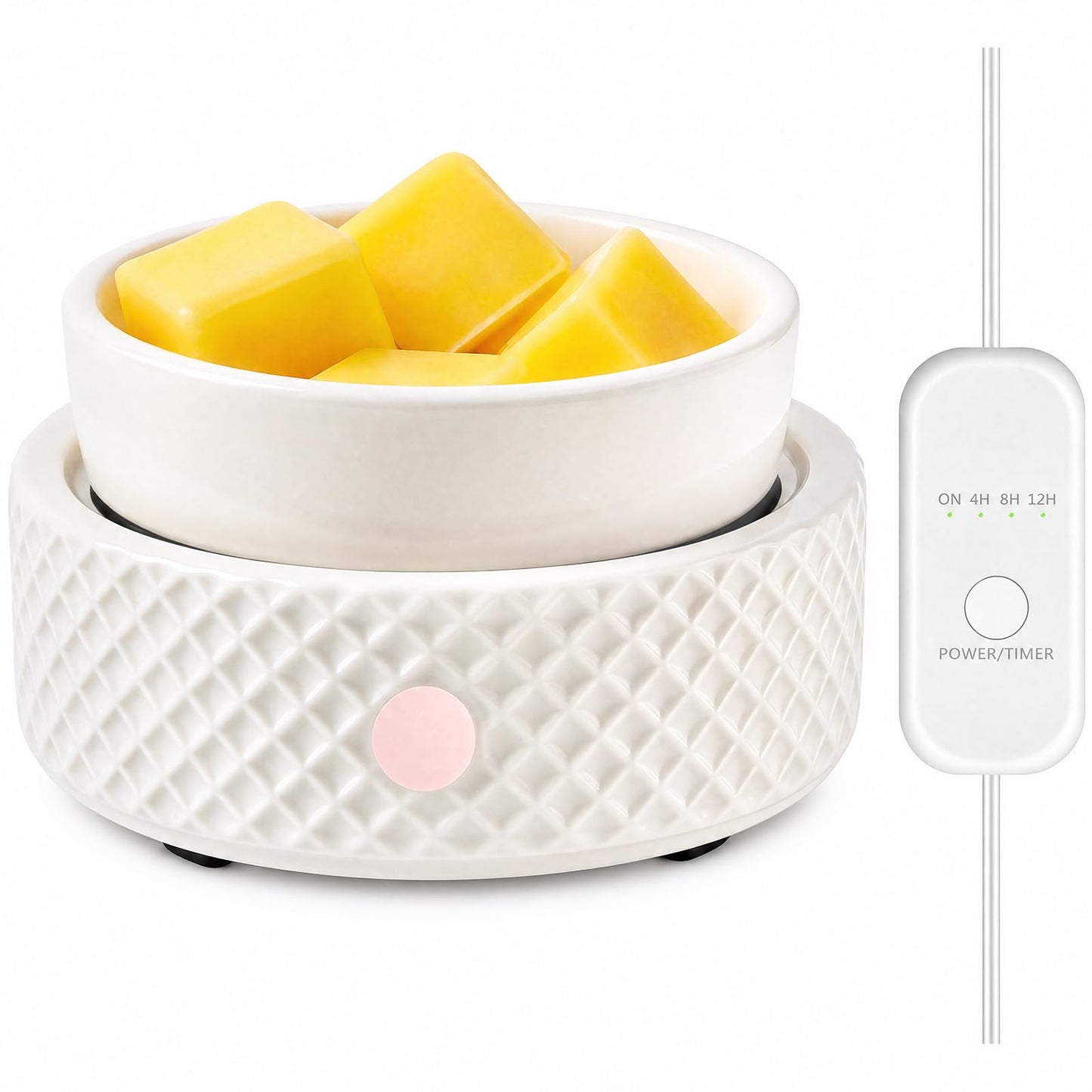 Wax Melt Burner Warmer with Timer Ceramic 4-in-1 Electric Candle Warmer Auto Shut-Off for Scented Wax Melts, Candle Jars, Essential Oil, Coffee Cup Warmer Home Decor Fragrance Gifts for Women - White