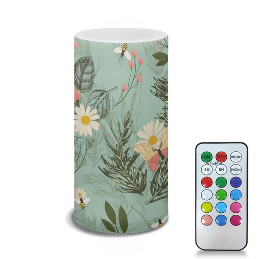 NETILGEN LED Flameless Candles Battery Operated with Remote Timer 5.9'' Tealight Realistic Electric Candle Pillar Lights 12 Color Changing for Indoor Outdoor Home Decor, Daisy Leaf Butterfly Bee