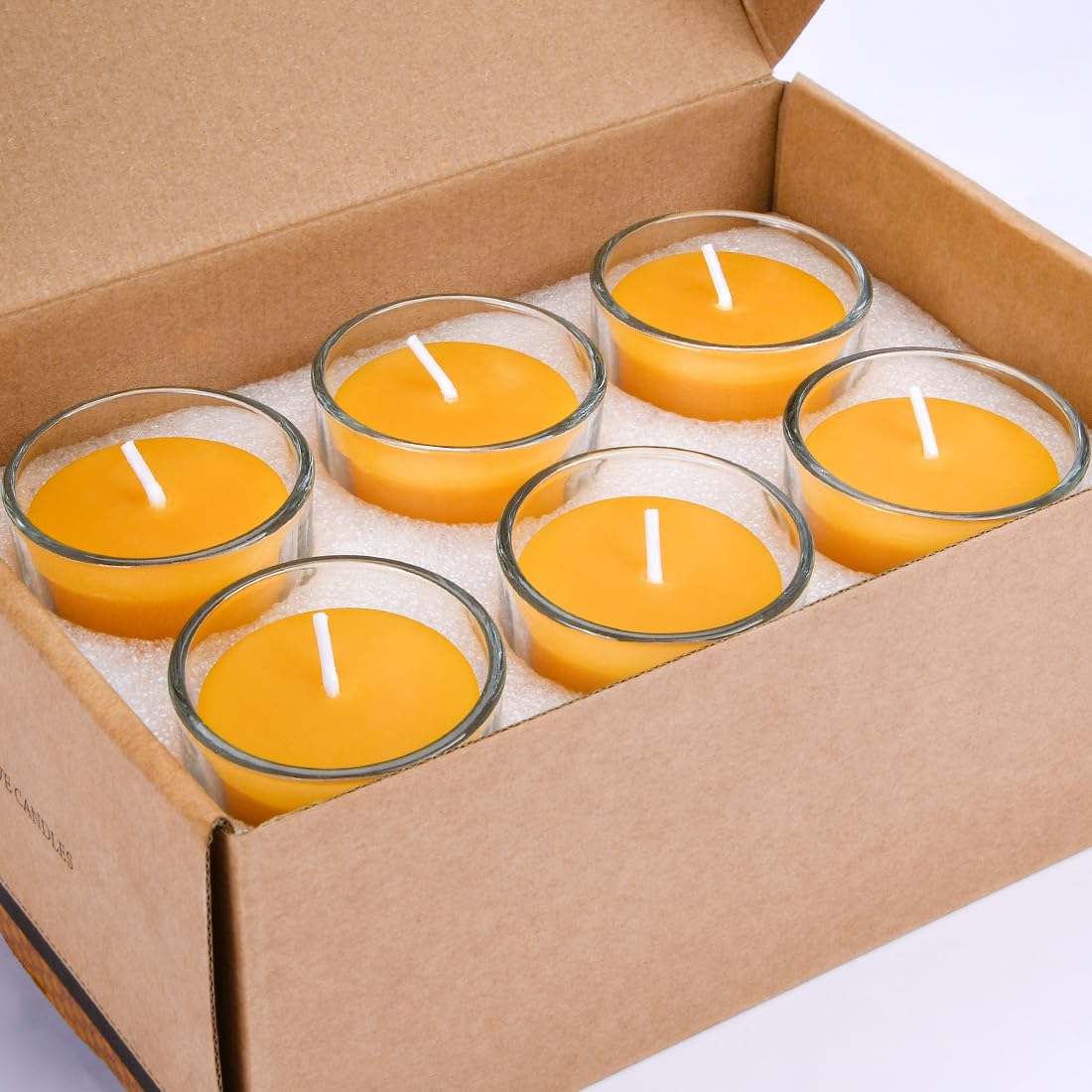 Pure Beeswax Votive Candles-6 Pack Natural Votives Set in Glass Jar for Home Room Decor Party Wedding Spa Gift,12 Hours Burn