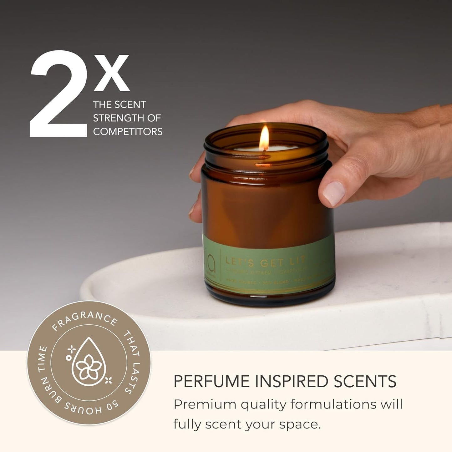 Bia Candle Co. Let's Get Lit, Patchouli Musk Soy Candle, Grapefruit Passion Fruit Black Pepper, Perfume-Inspired, High Fragrance Load, Lead-Free Wick, Reusable Glass Jar, 7 oz