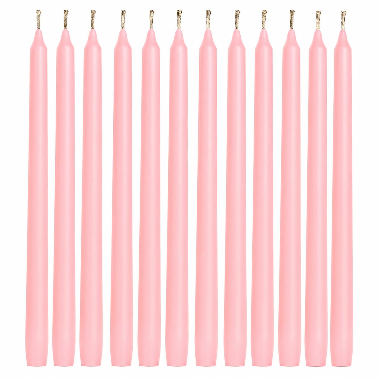Dinil Pink Taper Candles - 10 Inch Unscented Dripless Smokeless Candlesticks Set of 12 | Perfect for Fall, Halloween, Thanksgiving, Dinner, Wedding and Party Decoration