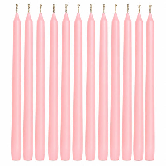 Dinil Pink Taper Candles - 10 Inch Unscented Dripless Smokeless Candlesticks Set of 12 | Perfect for Fall, Halloween, Thanksgiving, Dinner, Wedding and Party Decoration