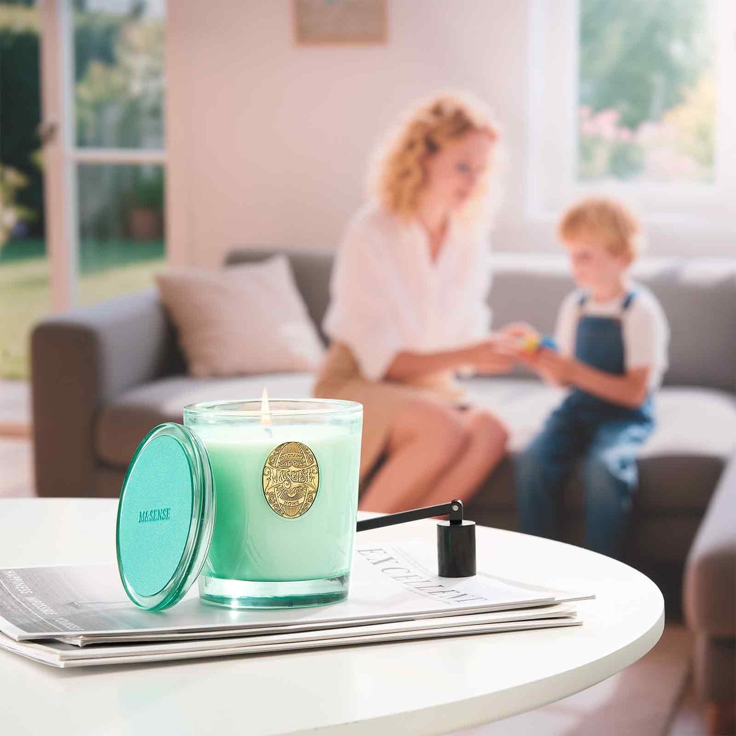 M&SENSE Eucalyptus Mint Aromatherapy Scented Candle for Relaxation |Soy Wax Candle | Calming & Stress Relief | 9.2 OZ, 50-Hour Burn Time | Natural Scent for Home, Office, Gift