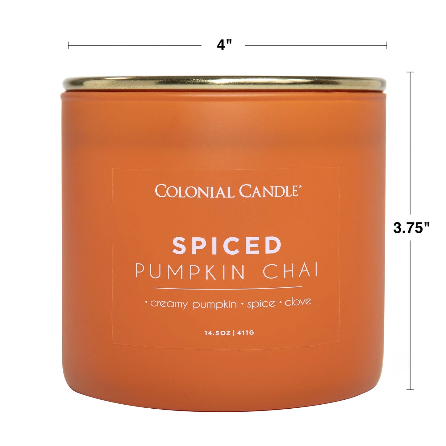 Colonial Candle Spiced Pumpkin Chai Scented Jar Candle, Pop of Color Collection, 3 Wick, 14.5 oz - Up to 60 Hours Burn