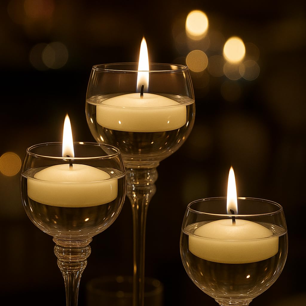 Floating Candles 3 Inch 12 Pack White - CW Studio Unscented Smokeless 9 Hour Burn, Premium Paraffin Wax - Wedding Centerpieces, Pool, Spa, Party & Home Decor Water Candles