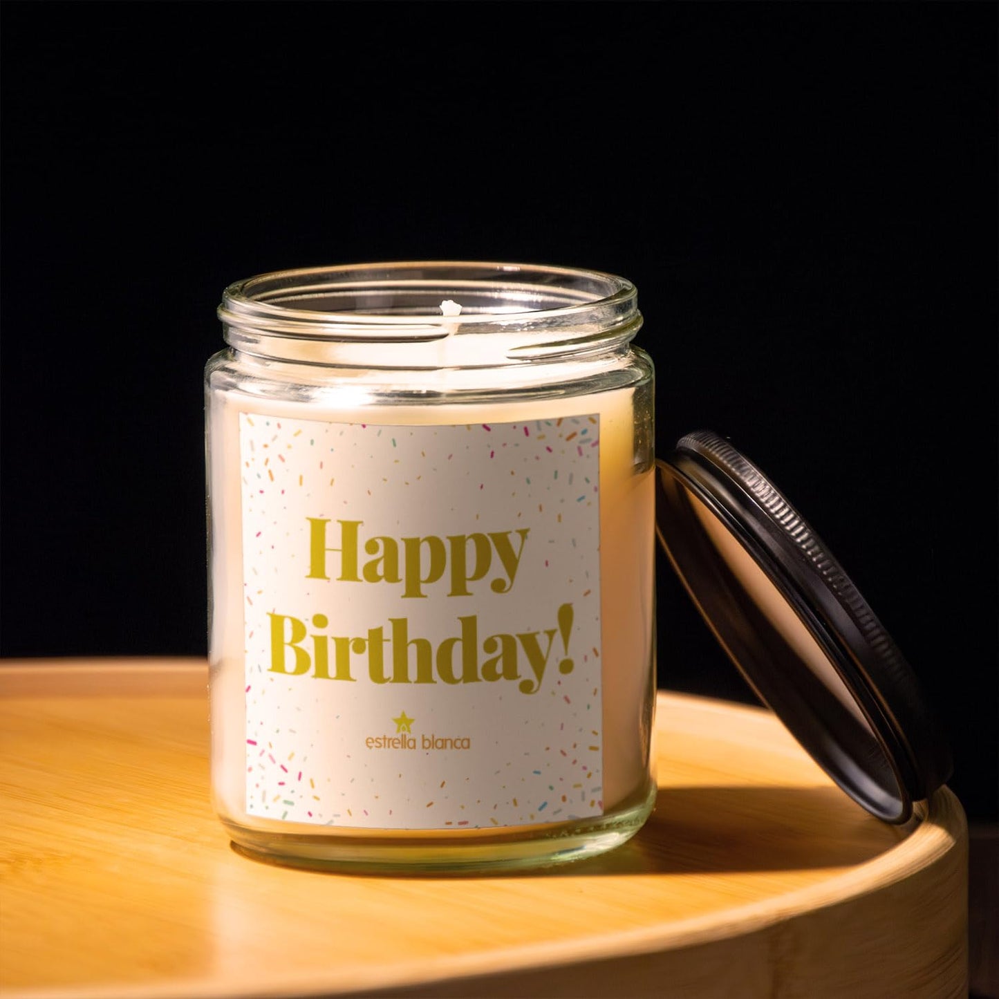 Estrella Blanca 9oz Vanilla Buttercream Sweet Scented Happy Birthday Candles Gifts for Women, Men, Dad, Sister, Teacher, Happy Birthday Candle Gift for Mom, Friends & Girls