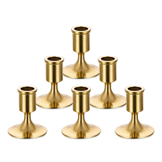 Sziqiqi Candlesticks Holder for Wedding Table Centerpiece - Gold Taper Candle Holders Candle Stick Holder Bulk for Christmas Candlelight Dinner Wedding Party Festival Decor 6 Pieces