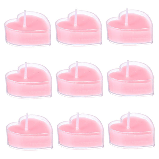 Baluue 9Pcs Heart Shape Scented Candles Romantic Proposal Tea Lights with Fresh Rose Eco Friendly Soft Glow for Wedding Home Decoration and Valentines Day Gift