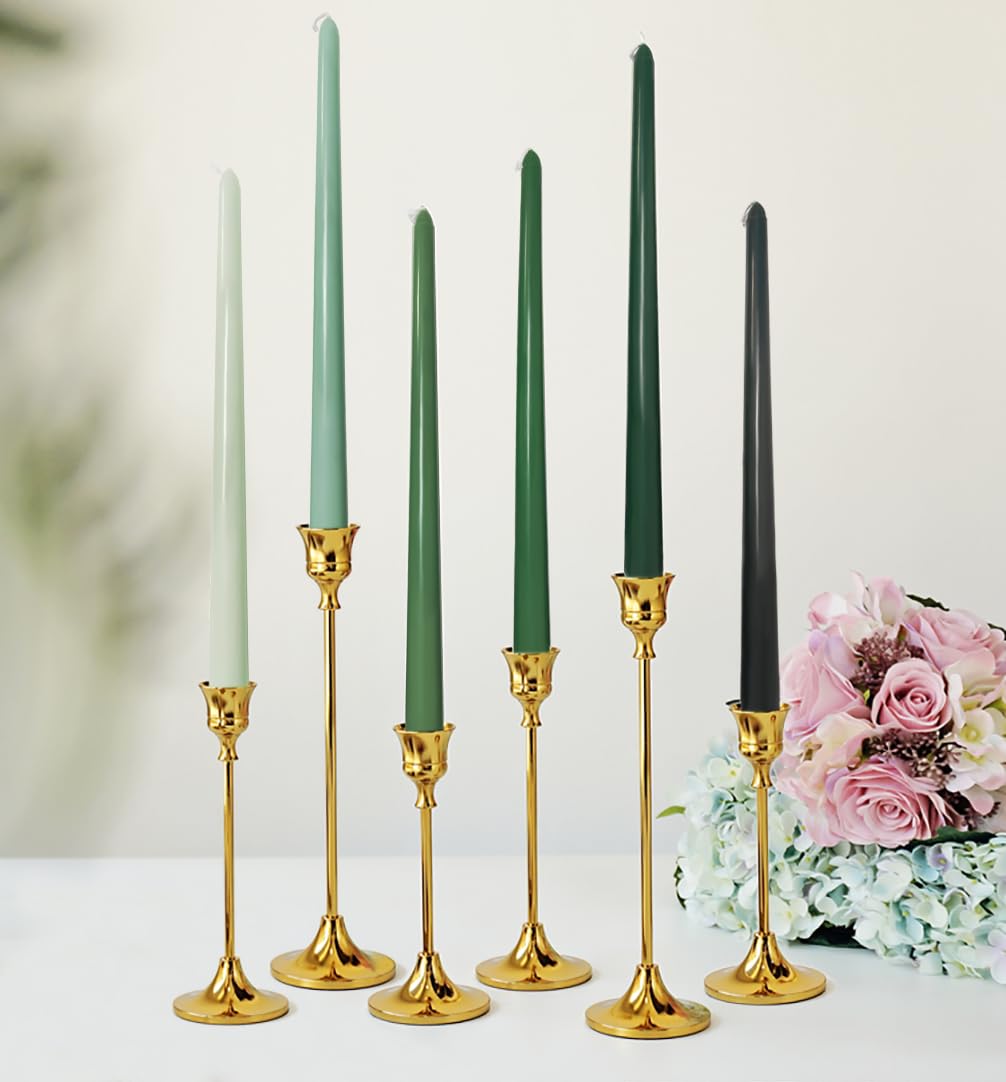 12 Inch Taper Candles 6 Pcs Unscented, Smokeless, Dripless Long Tapered Candlesticks Candles for Christmas Birthday Dinner Wedding Party Home Decor