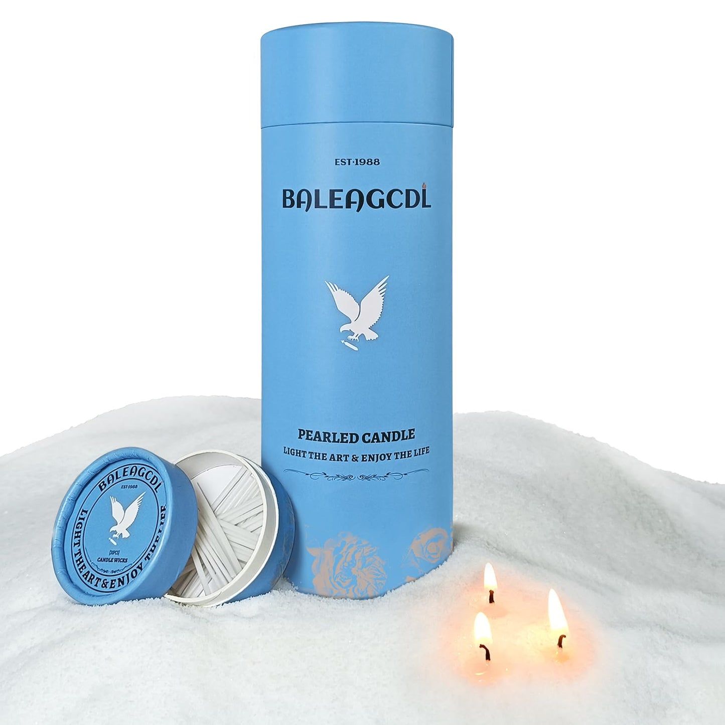 BALEAGCDL Pearled Candle 18 Oz with 30 Wicks - Unscented Sand Candles White Refillable Wax Lasts up to 120 Hours - Smooth and Clean Burning for Candle Making