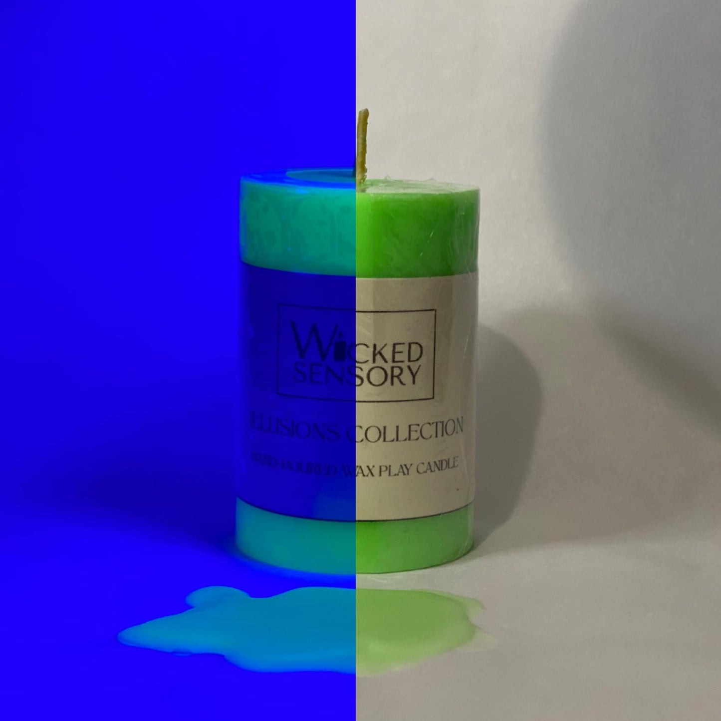 Premium UV Wax Play Candle - Unscented Body Safe Wax Blend for Sensory Play, Comfortable Heat Sensation - Perfect for Couples & Beginners (UV Green)