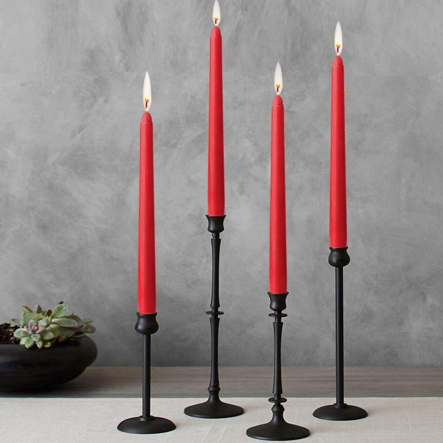 Grcdoyvl 14 Pack Tall Red Taper Candles - 10 Inch Red Dripless, Unscented Dinner Candle - Paraffin Wax with Cotton Wicks - 8 Hour Burn Time.
