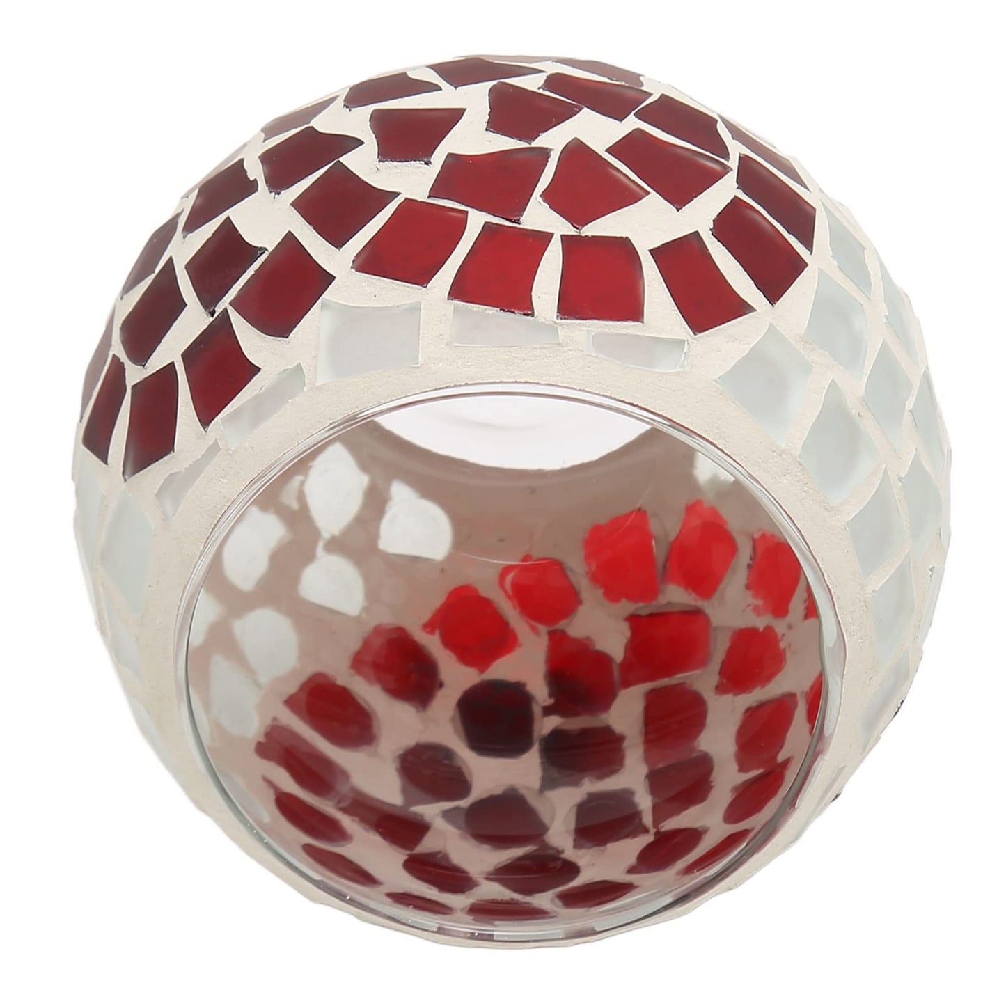Haofy Mosaic Candle Holder Handcrafted Glass Heart Pattern 4x4 Inch for 3 Inch Pillar Candle, Stained Glass Holder with Sparkling Light Reflection for Living Room Wedding
