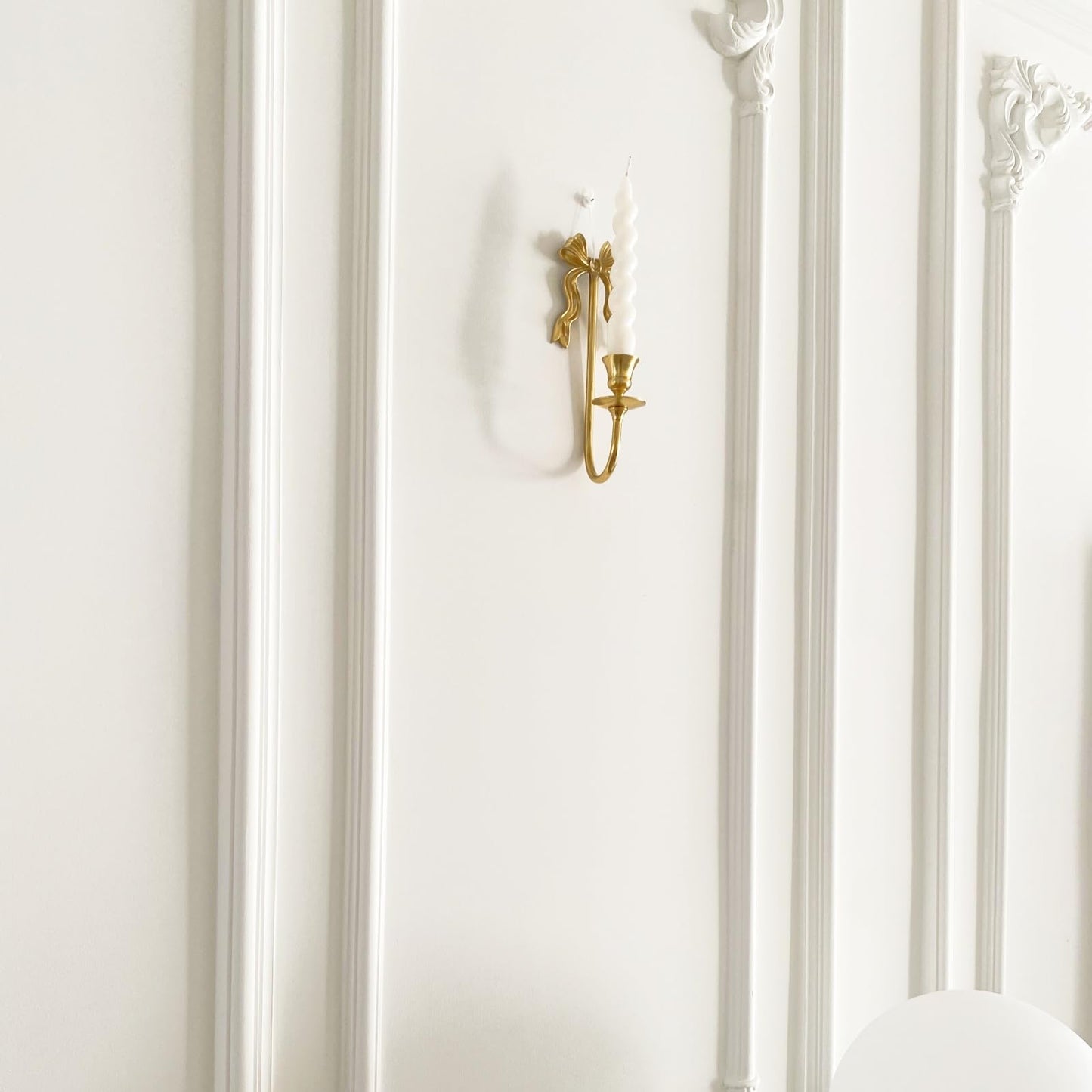 TerkCo Brass Wall Candle Sconces Wall Decor Set of 2, Antique Gold Bow Candle Stick Holders,Wall Mounted Home Decoration,for Living Room,Dining Room, Bedroom（No Candle (Gold 1)