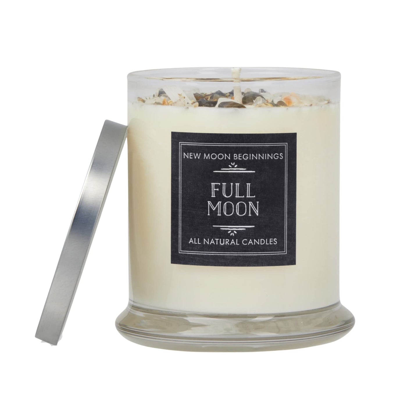New Moon Beginnings Full Moon Candle - Purification & Cleansing - Floral, Citrusy, Warm, Sweet - Jasmine, Violet, Bergamot - 12oz Glass Jar