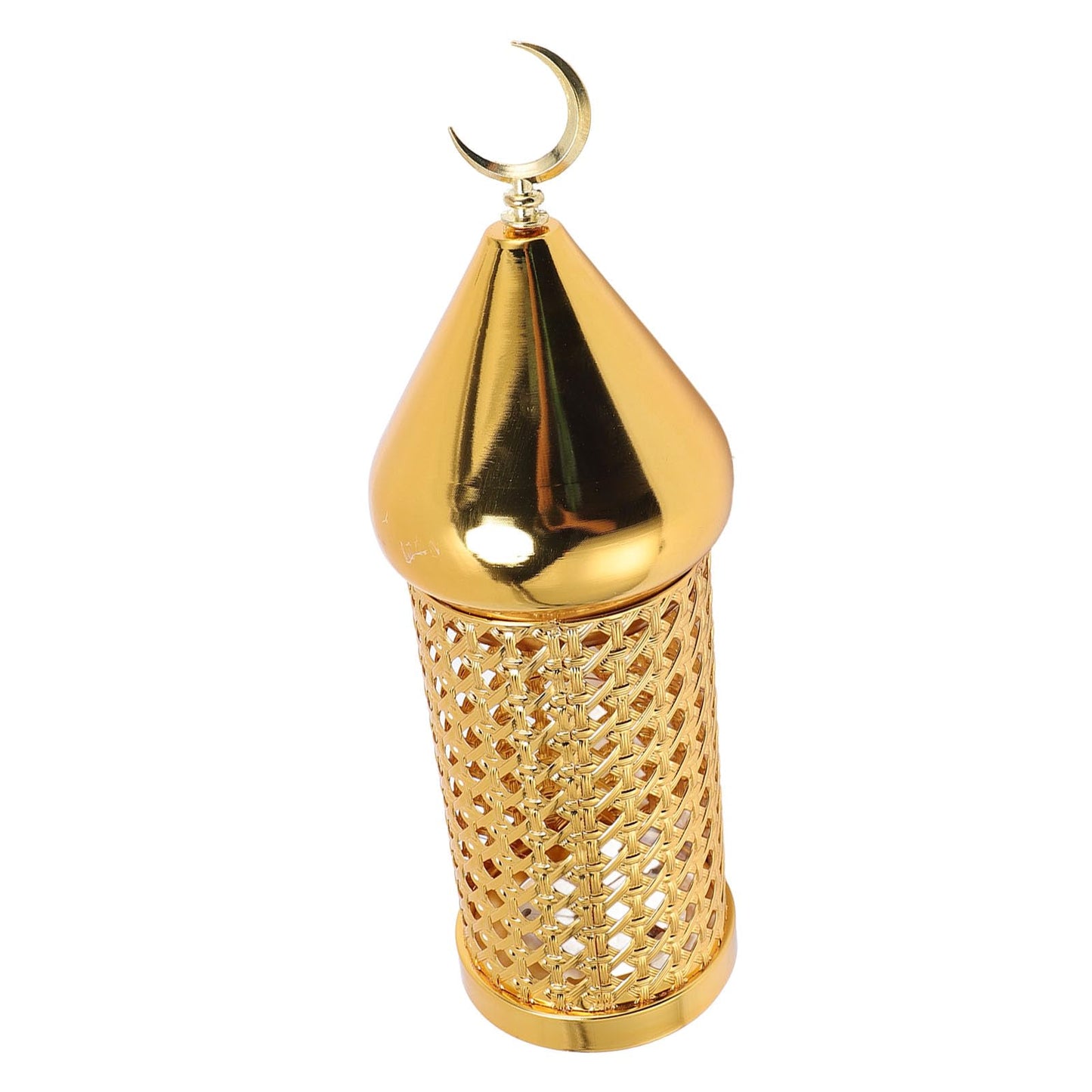 Omquot Retro Handmade Golden Metal Wind Lamp Lantern for Wedding Party Decorations, Aromatic Candle Holder for Romantic Ambience, Iron Material (M)