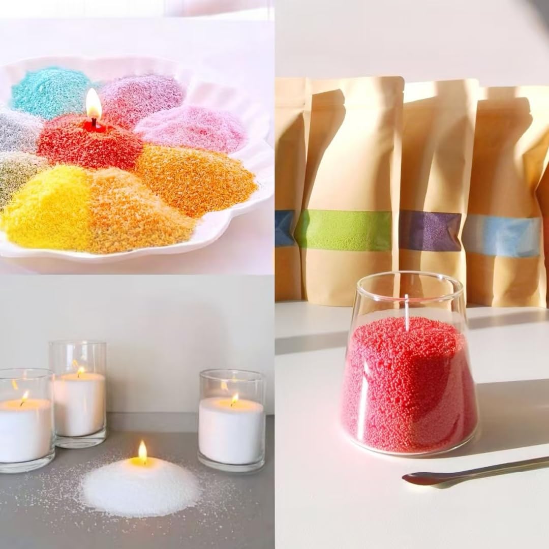 PHYMAT 3.5oz Pearled Candle, Candle Sand Wax with 50pcs Wicks, Refillable Sand Candles Kit for DIY Candles Making, Handmade Candles