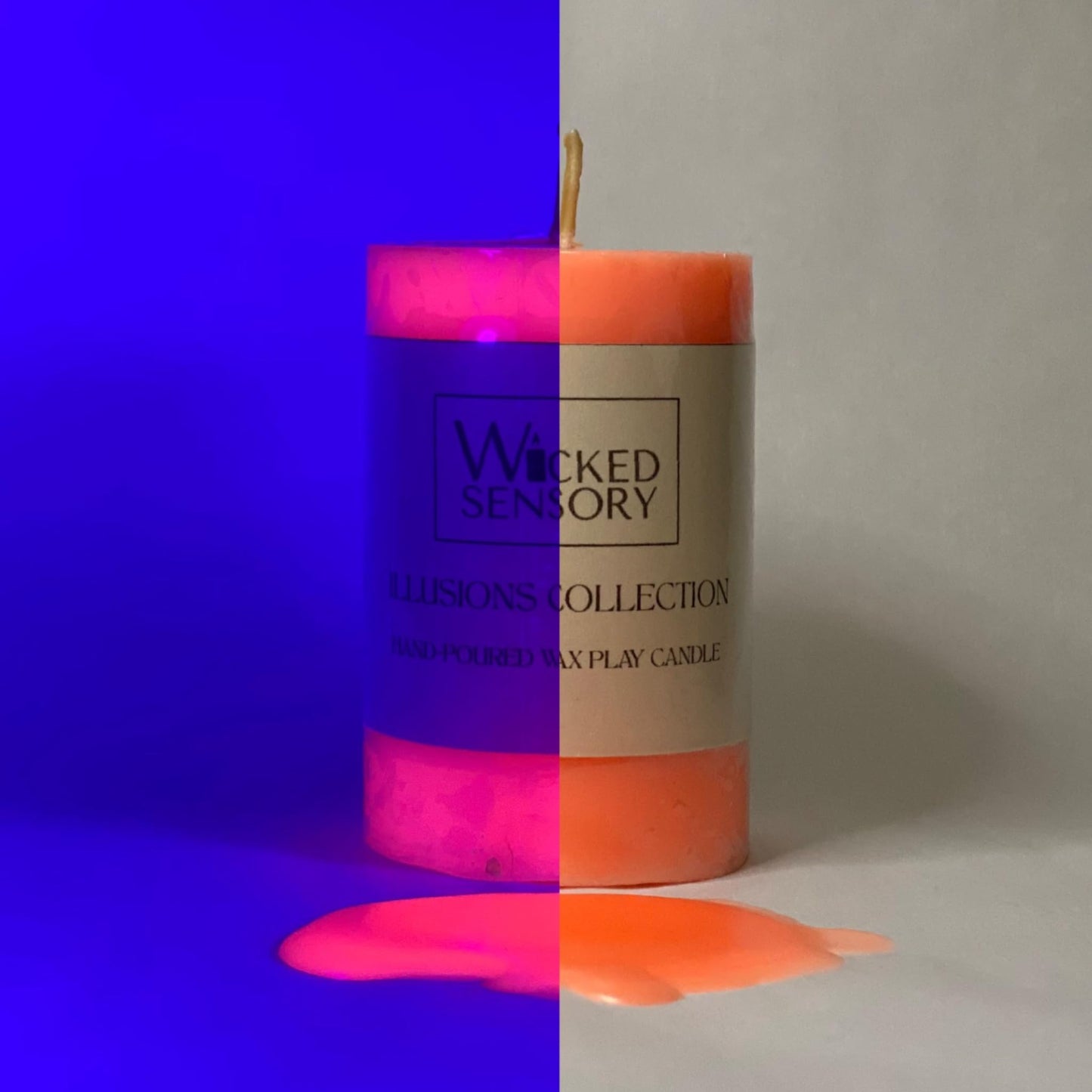 Premium UV Wax Play Candle - Unscented Body Safe Wax Blend for Sensory Play, Comfortable Heat Sensation - Perfect for Couples & Beginners (UV Orange)