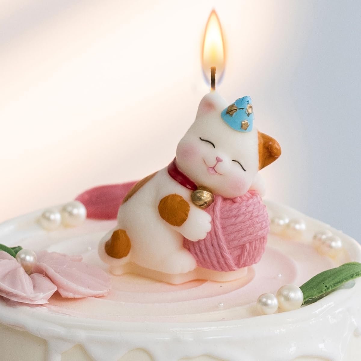 Mesiiloly Large Cat Birthday Candle, Cute Kitty Cake Topper Candles for Girls, Cartoon Cat Birthday Decorations, Kitten Themed Party Supplies & Gifts for Cat Lovers
