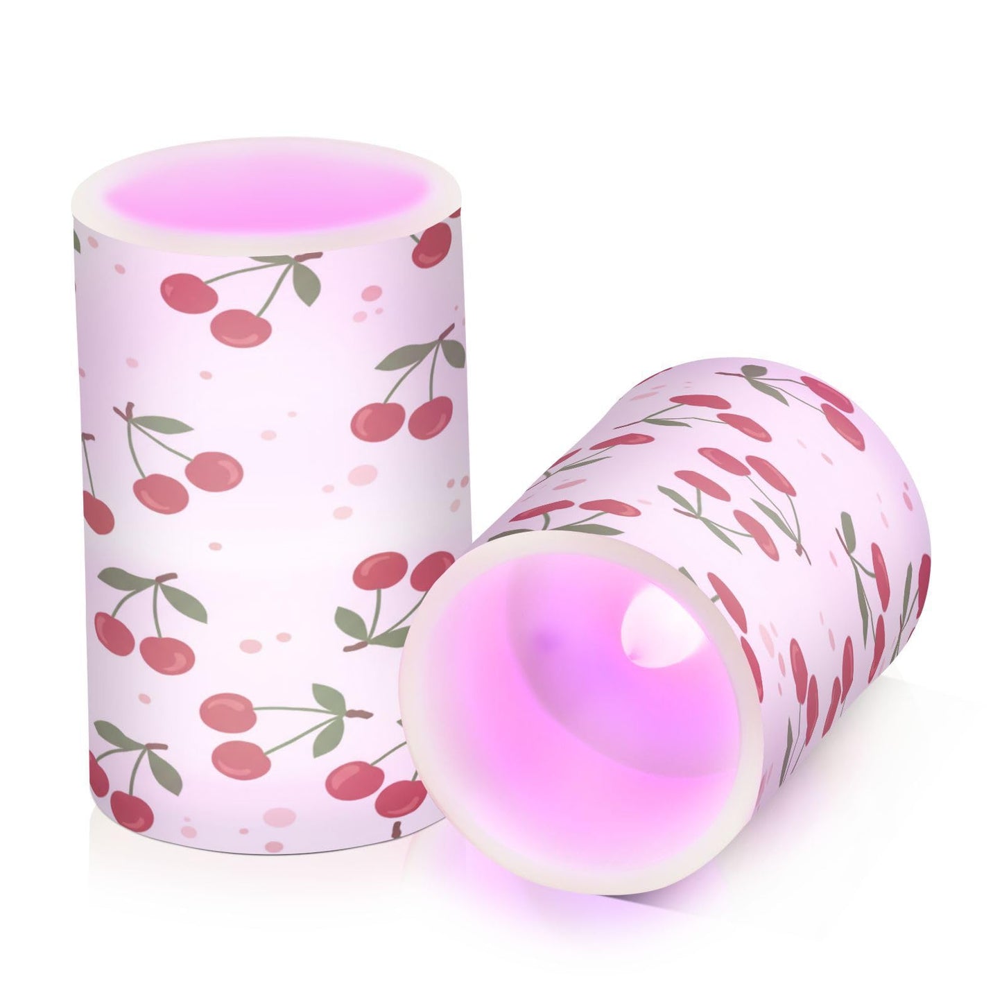 ALAZA Cherries Flickering Flameless Candles Battery Operated with Remote Timer,Tea Light Candles LED Pillar Votive Candles Set of 2 for Outdoor Indoor Decorations195