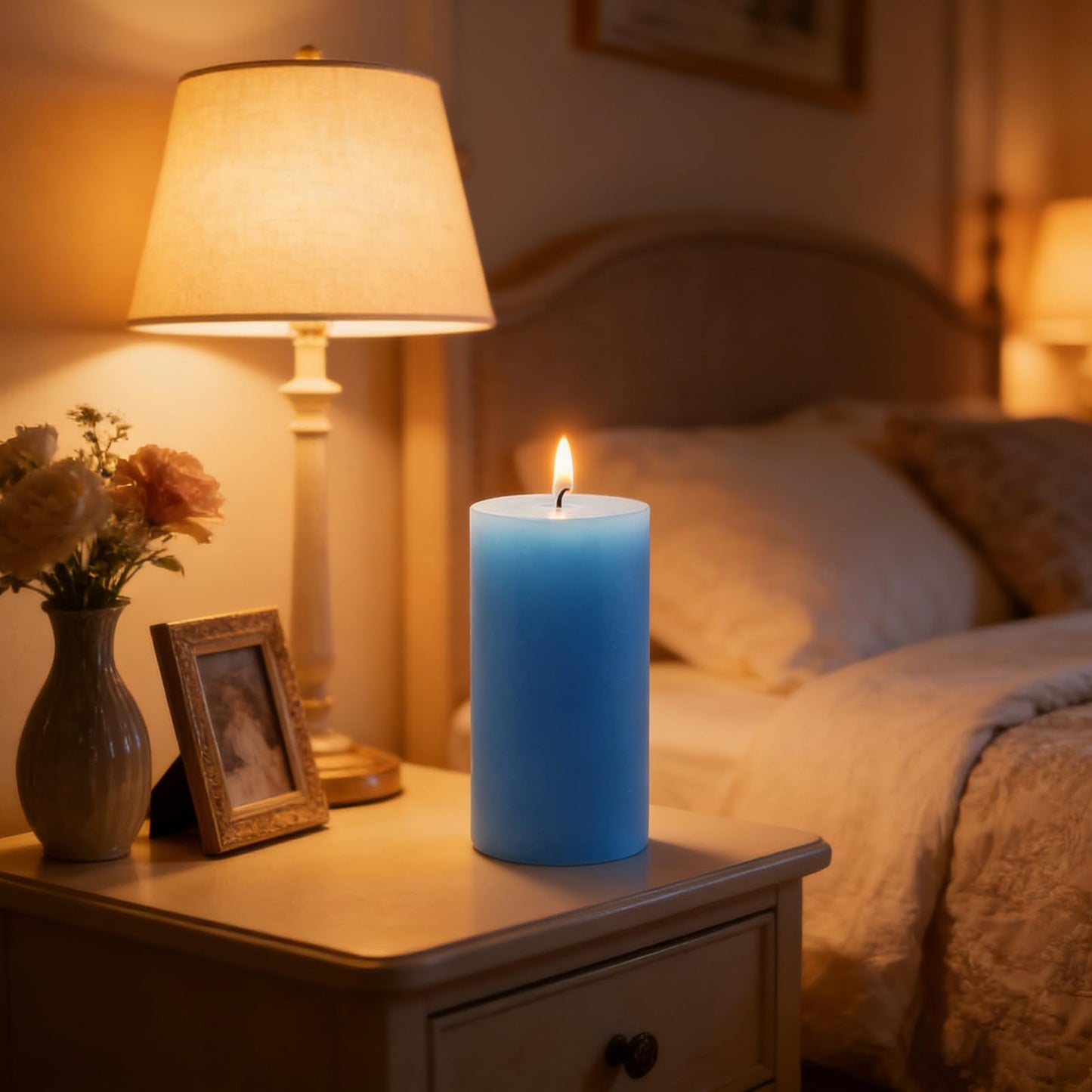 2.8x6 inch, Set of 3, Light Blue Pillar Candles for Romantic Valentine's Day and Christmas, Unscented Pillar Candles for The Home Dining Room, Smokeless, Drip-Free, Clean-Burning Emergency Candles