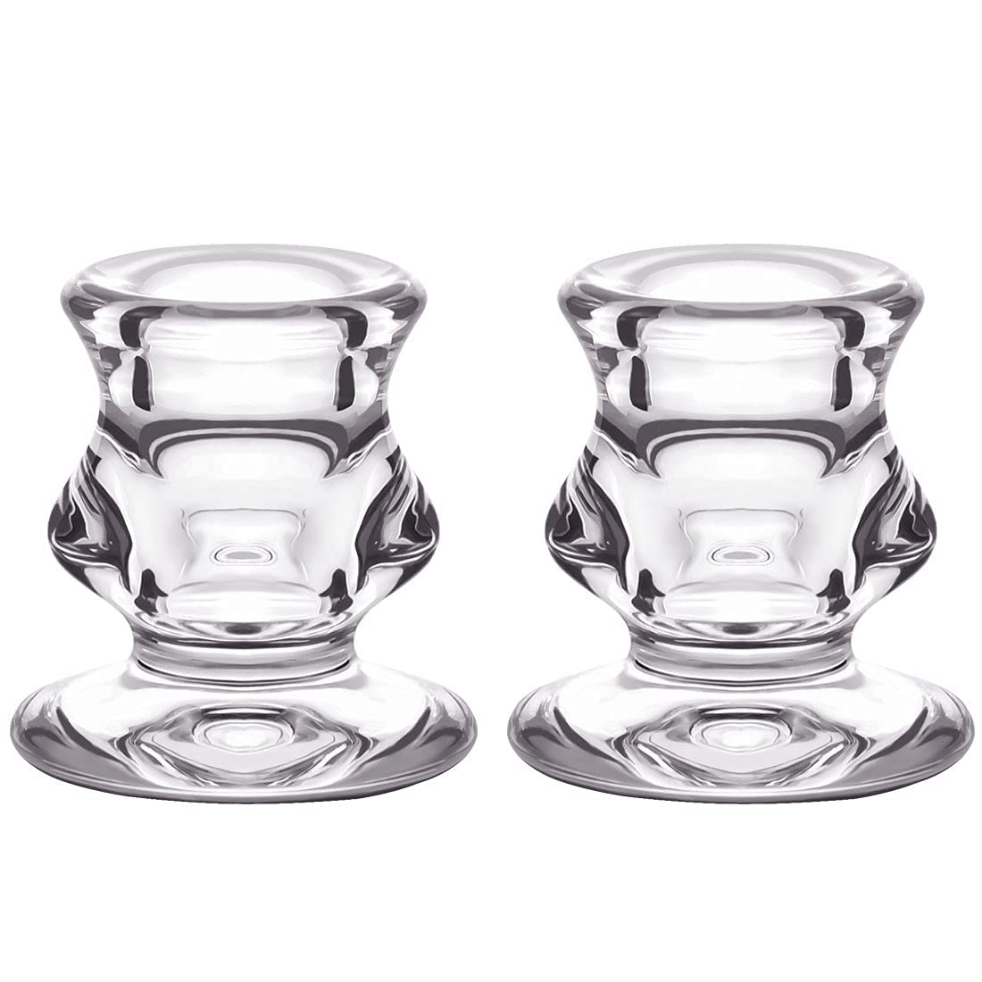 Clear Glass Candlestick Holders, Set of 2 Taper Candle Holders for Wedding, Decoration and Dinning