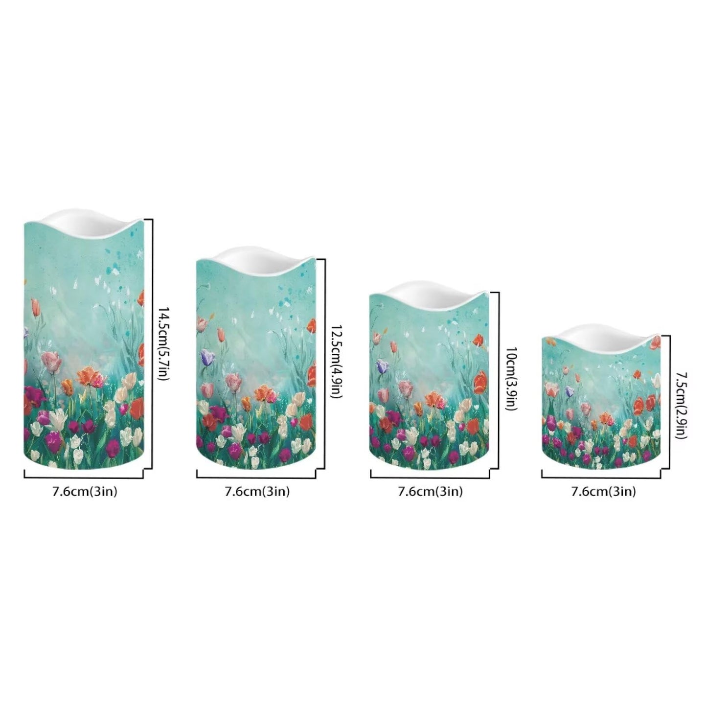 Ystardream 4PCS Flameless Candle Elegant Floral Led Flameless Candles with Remote Fake Candles that Look Real for Home Living Room Bathroom Bedroom Decor Plum Blossoms and Hummingbirds