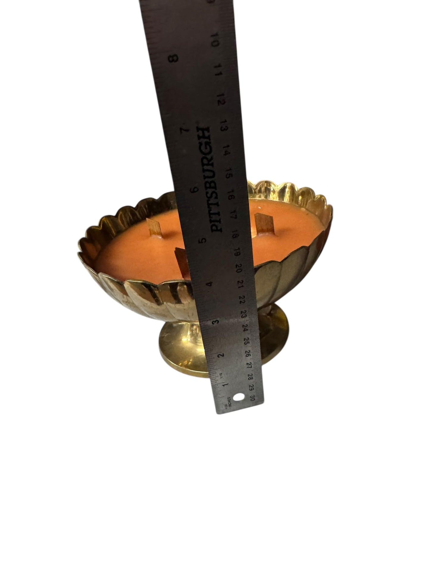 Bloomer Scents Handmade Beach Bum Candle, Repurposed Vintage Brass Scalloped Vessel, Wood Wicks, 18 fl oz