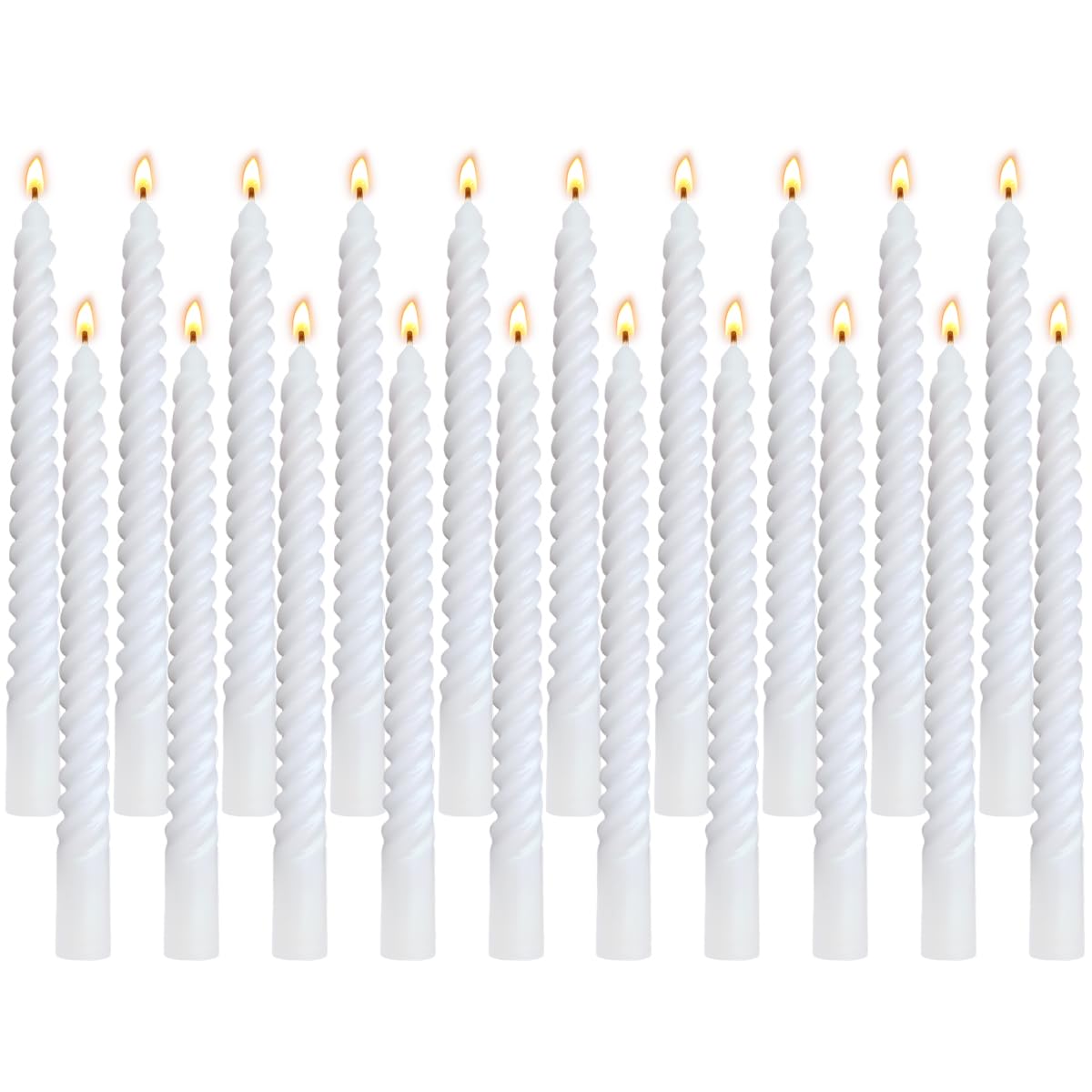 20 Pack 10 Inch White Spiral Taper Candles for Home Decor and Religious Ceremonies, Unscented Dripless Twisted Candlesticks for Weddings Dinner Holiday Decoration Formal Events
