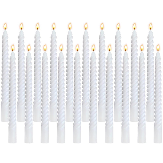 20 Pack 10 Inch White Spiral Taper Candles for Home Decor and Religious Ceremonies, Unscented Dripless Twisted Candlesticks for Weddings Dinner Holiday Decoration Formal Events