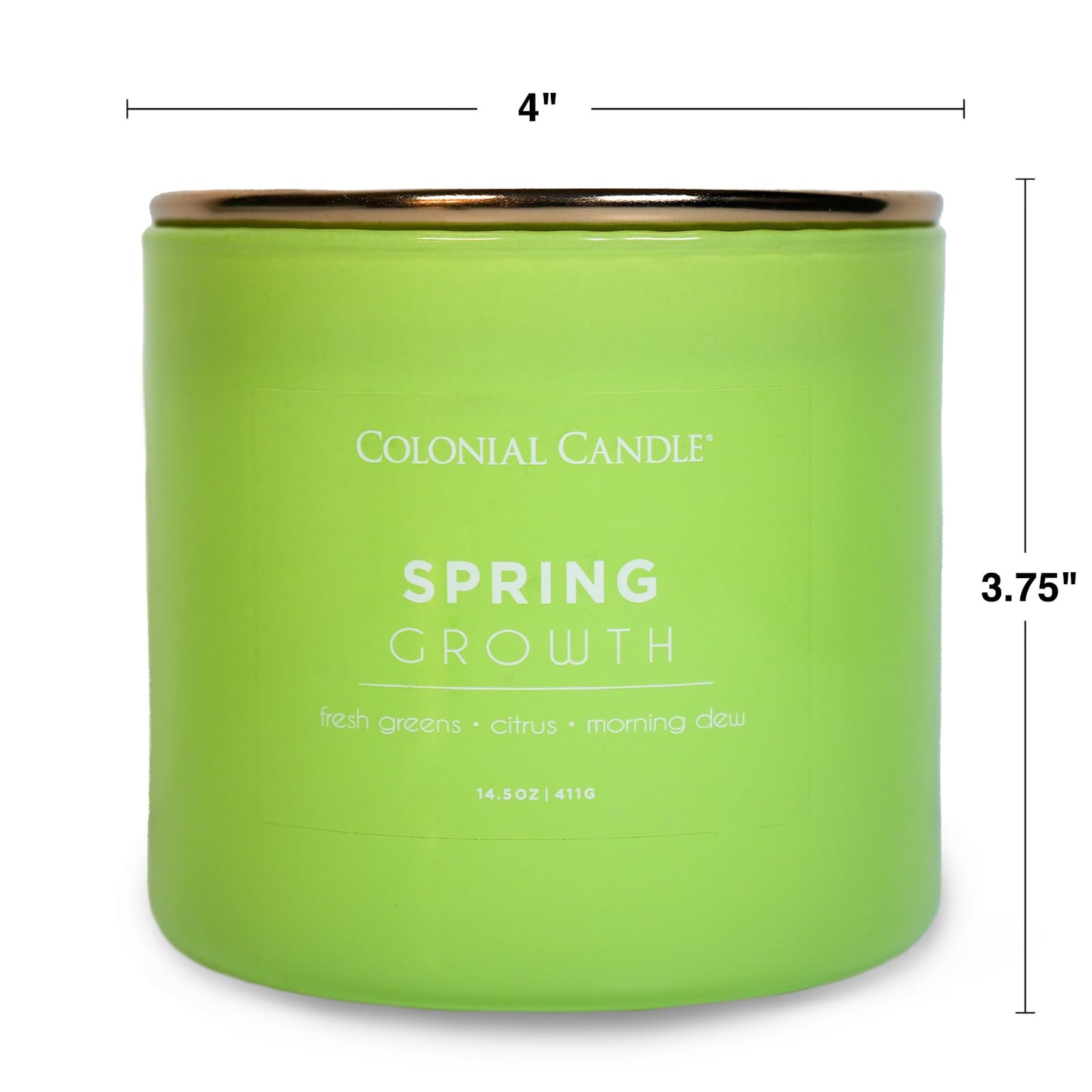Colonial Candle Spring Growth Scented Jar Candle, Pop of Color Collection, 3 Wick, 14.5 oz - Up to 60 Hours Burn