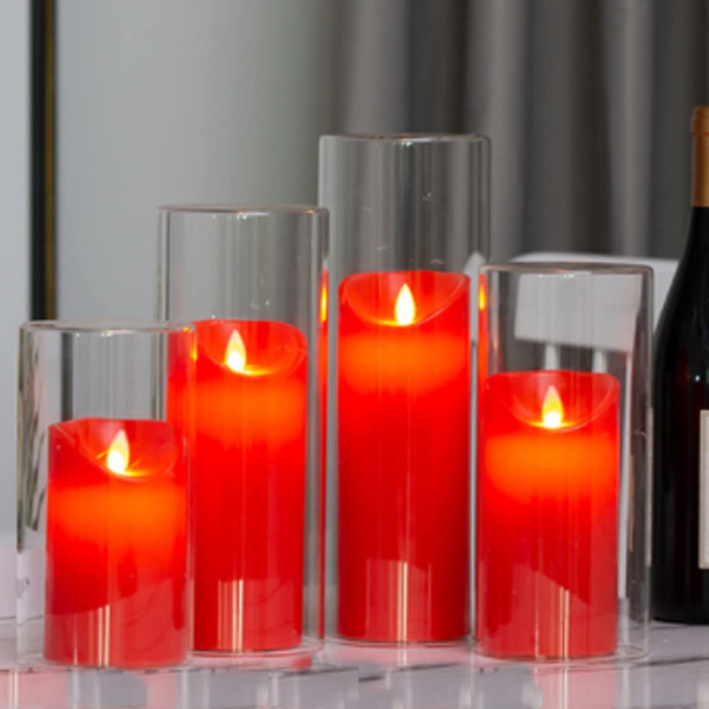 Glass Hurricane Candle Holder Esmiome - Cylinder Vases for Centerpieces 6 Sets (24Pcs) Hurricane Floating Candle Holder, Glass Vases for Flowers, Decorative for Home Wedding, 4''+6''+8'+10''(High)