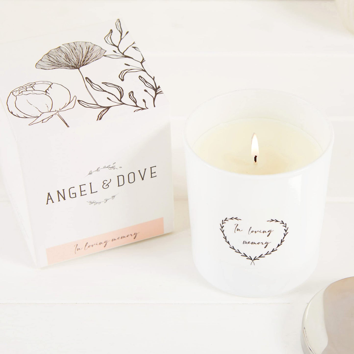 ANGEL & DOVE 'in Loving Memory' Soy Wax Remembrance Candle - Sympathy Gift, Memorial to Light in Memory of a Loved One