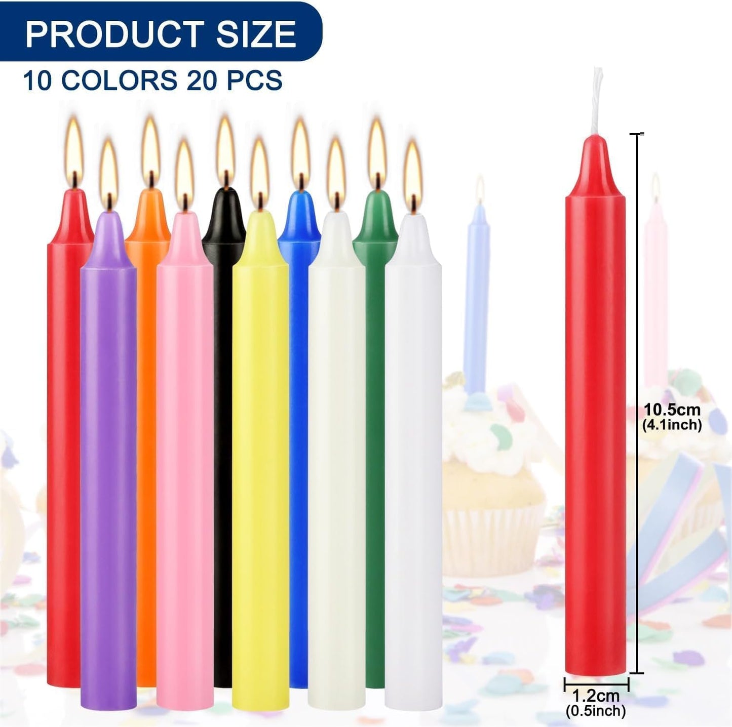 Set of 20 Multicolor & Chime – Premium Mini Taper Candles for Rituals, Prayer, Birthdays, Meditation, Altar - 4 Inch Tall, Unscented. (Multicolor, 20 (Pack of 1))