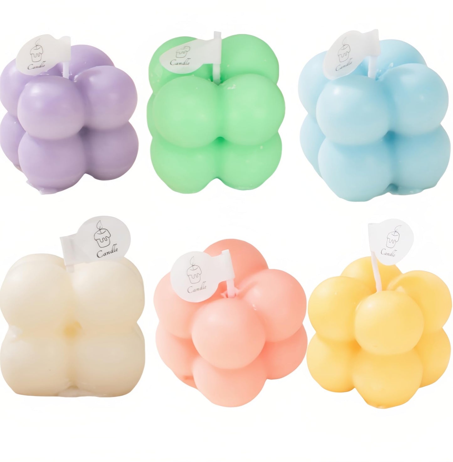 6-in-1 Mini Soy Wax Candles Gift Set – Eco-Friendly Aromatherapy, Lavender/Peach/Sea Salt Scents, Bubble Shaped Decorative Candlestick，Premium Scented Candles for Relaxation/Meditation for Home